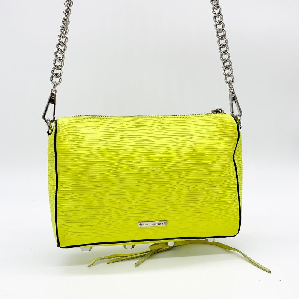 REBECCA MINKOFF Avery Leather Crossbody Bag Yellow - Picture 11 of 13